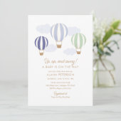 Invitation Baby shower de voyage Boy Air Balloons Hot (Debout devant)