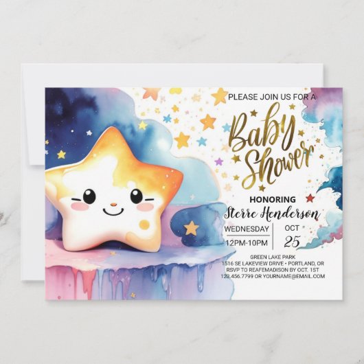 Invitation Baby shower de voyage cosmique stellaire (Devant)