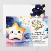 Invitation Baby shower de voyage cosmique stellaire (Devant / Derrière)