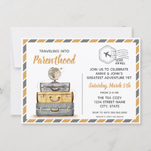 Invitation Baby shower de voyage neutre pour les femmes Invit