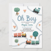 Invitation Baby shower de Voyageurs du Train Bleu Cute (Devant)