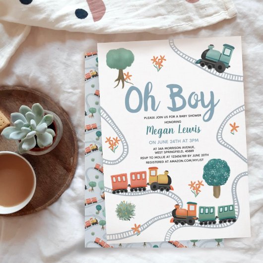Invitation Baby shower de Voyageurs du Train Bleu Cute