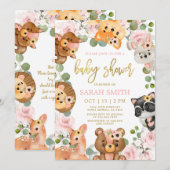 Invitation Baby shower de Woodland (Devant / Derrière)