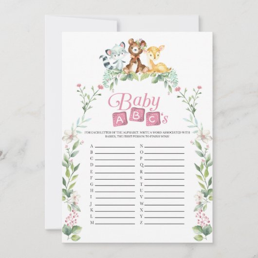 Invitation Baby shower de Woodland Baby ABC's Game (Devant)