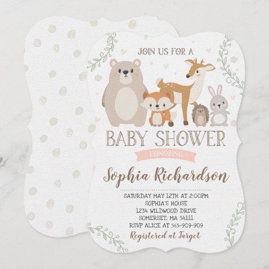 Invitation Baby shower de Woodland Showshaw (Devant / Derrière)