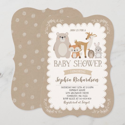 Invitation Baby shower de Woodland Showshaw (Devant / Derrière)