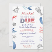 Invitation Baby shower d'ébullition de fruits de mer, blanc r (Devant)