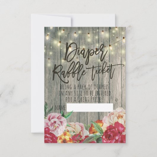 Invitation Baby shower Déchets Raffin Billet Fleur Bois Lumiè (Devant)