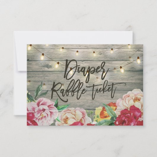 Invitation Baby shower Déchets Raffin Billet Fleur Bois Lumiè (Devant)