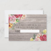 Invitation Baby shower Déchets Raffin Billet Fleur Bois Lumiè (Dos)