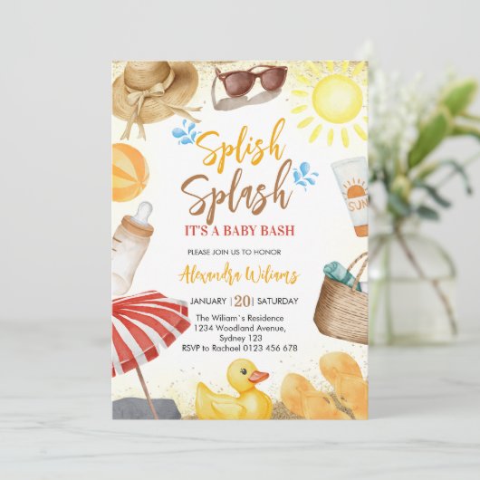 Invitation Baby shower d'éclaboussure (Debout devant)