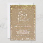 Invitation Baby shower d'éclairage de Parties scintillant Gol (Devant)