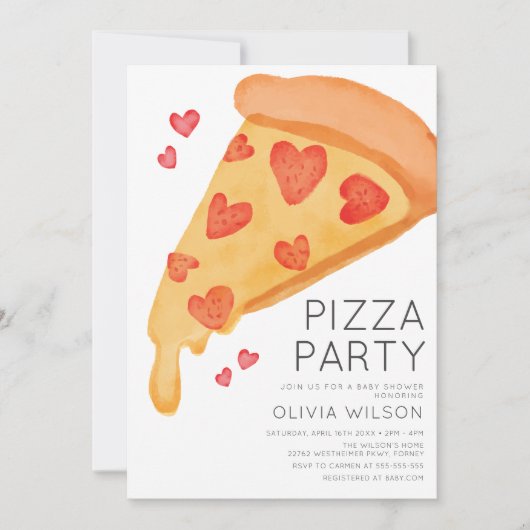 Invitation Baby shower décontracté à la pizza (Devant)