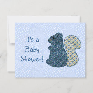 Invitation Baby shower d'écureuil bleu à la campagne