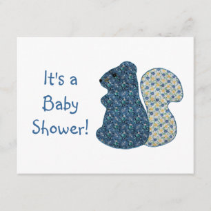 Invitation Baby shower d'écureuil bleu à la campagne