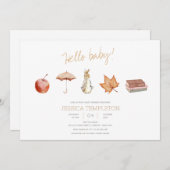 Invitation Baby shower d'éléments de chute de lapin (Devant / Derrière)