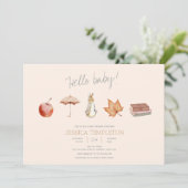 Invitation Baby shower d'éléments de chute de lapin (Debout devant)