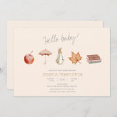 Invitation Baby shower d'éléments de chute de lapin (Devant / Derrière)