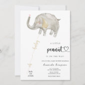 Invitation Baby shower d'éléphant à ballon d'aquarelle (Devant)