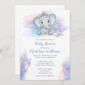 Invitation Baby shower d'éléphant aquarelle (Devant / Derrière)