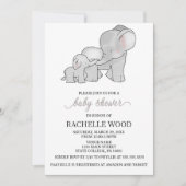 Invitation Baby shower d'éléphant aquarelle (Devant)