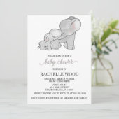 Invitation Baby shower d'éléphant aquarelle (Debout devant)