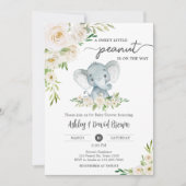 Invitation Baby shower d'éléphant blanc floral (Devant)