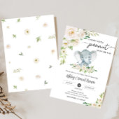 Invitation Baby shower d'éléphant blanc floral