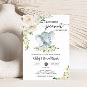 Invitation Baby shower d'éléphant blanc floral