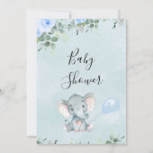 Invitation Baby shower d'éléphant bleu floral Eucalyptus (Dos)