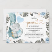 Invitation Baby shower d'éléphant bleu Floral Petit Arachide (Devant)