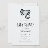 Invitation Baby shower d'éléphant bleu mignon (Devant)