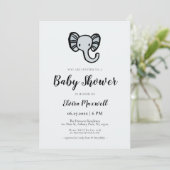 Invitation Baby shower d'éléphant bleu mignon (Debout devant)