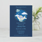 Invitation Baby shower d'éléphant couché (Debout devant)
