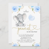 Invitation Baby shower d'éléphant d'arachide flora