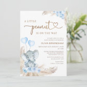 Invitation Baby shower d'éléphant d'arachide florale Boho ble (Debout devant)