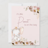 Invitation Baby shower d'éléphant d'arachide flou Boho (Dos)