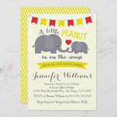 Invitation Baby shower d'éléphant d'arachide jaune (Devant / Derrière)