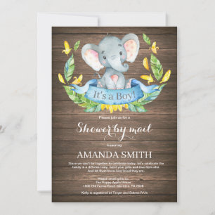 Invitation Baby shower d'éléphant de garçon russe par courrie