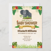 Invitation Baby shower d'éléphant de la Jungle (Devant)