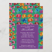 Invitation Baby shower d'éléphant de Mod Purple (Devant / Derrière)