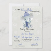 Invitation Baby shower d'éléphant d'hiver (Devant)