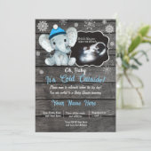 Invitation Baby shower d'éléphant d'hiver Ultrasou (Debout devant)