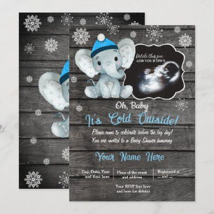 Invitation Baby shower d'éléphant d'hiver Ultrasou