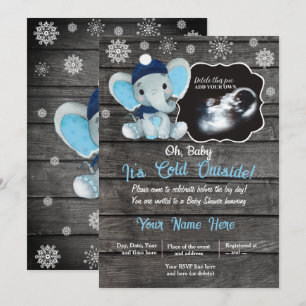 Invitation Baby shower d'éléphant d'hiver Ultrasou