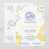 Invitation Baby shower d'éléphant dormant (Devant / Derrière)