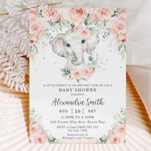 Invitation Baby shower d'éléphant doux et flou adorable
