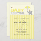 Invitation Baby shower d'éléphant gris et jaune (Devant / Derrière)