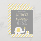 Invitation Baby shower d'éléphant gris jaune neutre (Devant / Derrière)