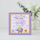 Invitation Baby shower d'éléphant lumineux et amusant (Debout devant)